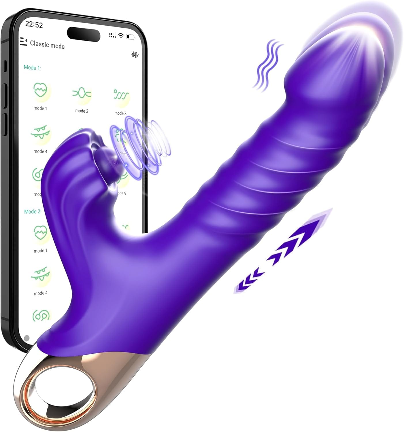 APP-Controlled 9 Pulsing Thrusting Rabbit G Spot Vibrator