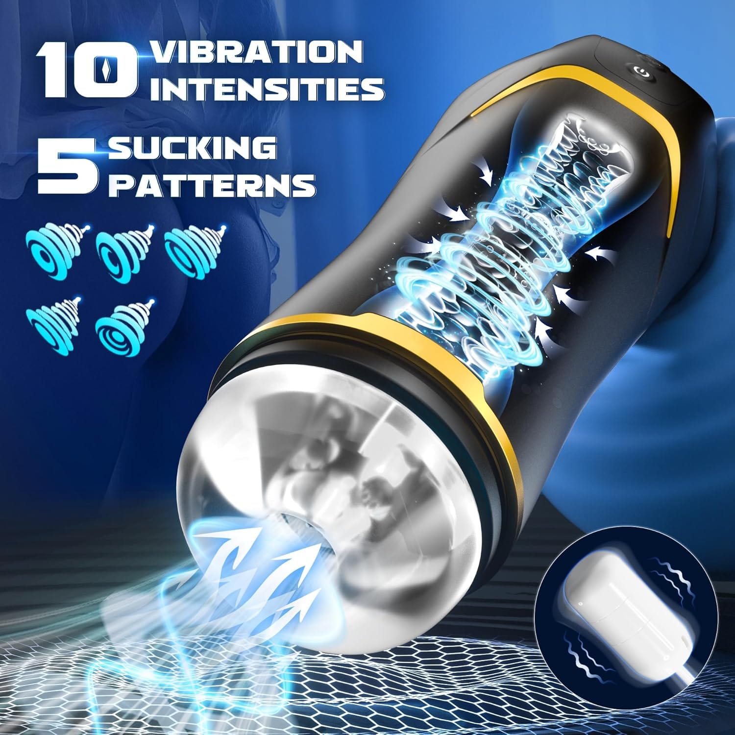 Auto 5 Sucking 10 Vibrating Male Masturbator Sex Toy