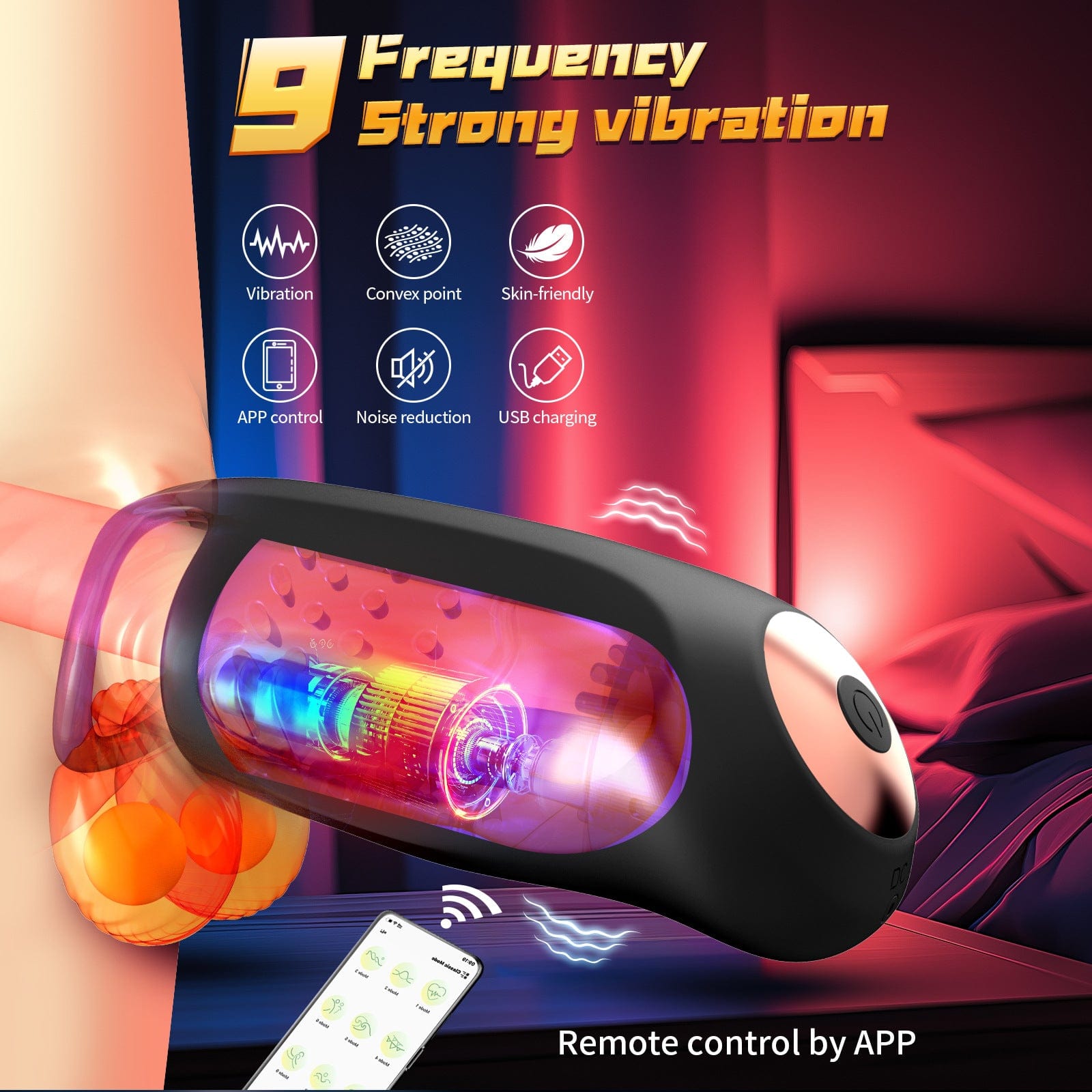 APP Control Male Trainer with Double Vibration & Locking Ring